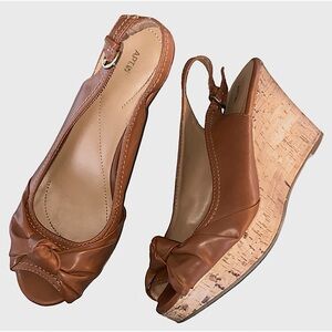 Apt 9 Tan  Cork Wedge Platform Slingback Sandals High Heel Summer Women’s Sz 9